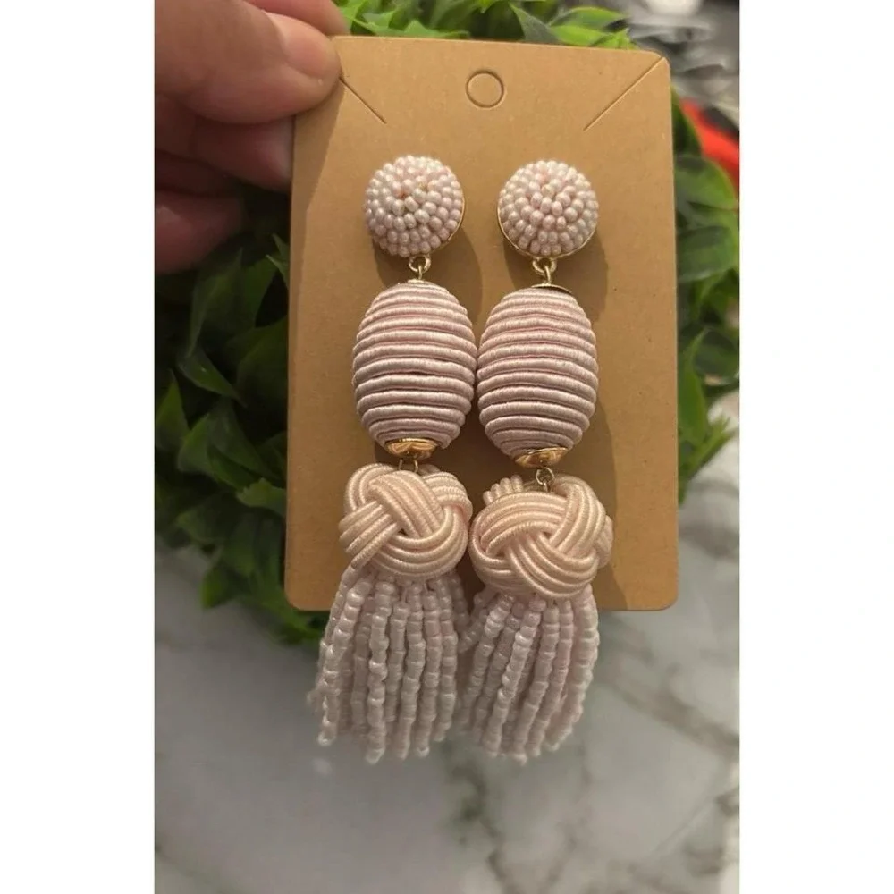 Baublebar pink tassel‎ beaded earrings - Picture 2 of 5